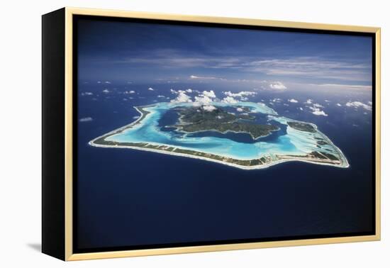French Polynesia, Bora Bora, Aerial View of Bora Bora Island-Walter Bibikow-Framed Premier Image Canvas