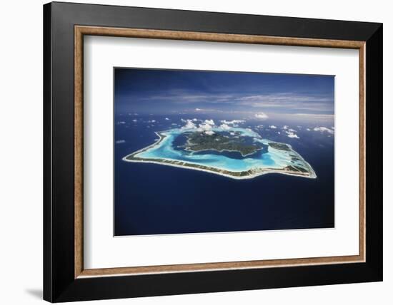 French Polynesia, Bora Bora, Aerial View of Bora Bora Island-Walter Bibikow-Framed Photographic Print