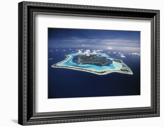 French Polynesia, Bora Bora, Aerial View of Bora Bora Island-Walter Bibikow-Framed Photographic Print