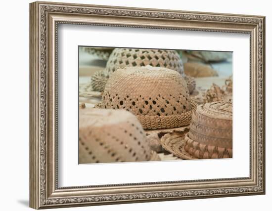 French Polynesia, Island of Rurutu. Traditional Woven Hats-Cindy Miller Hopkins-Framed Photographic Print