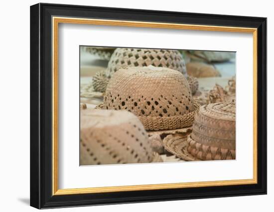 French Polynesia, Island of Rurutu. Traditional Woven Hats-Cindy Miller Hopkins-Framed Photographic Print