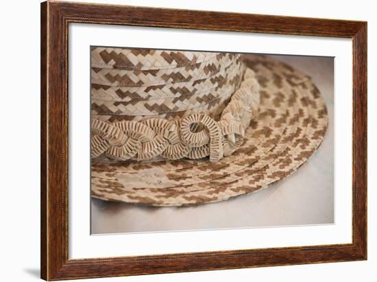 French Polynesia, Island of Rurutu. Traditional Woven Hats-Cindy Miller Hopkins-Framed Photographic Print