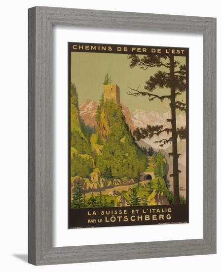 French Railway Travel Poster, Chemin De Fer De L'Est, Switzerland and Italy-null-Framed Giclee Print