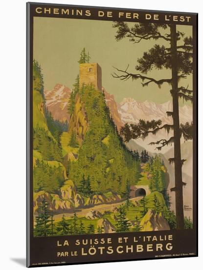 French Railway Travel Poster, Chemin De Fer De L'Est, Switzerland and Italy-null-Mounted Giclee Print