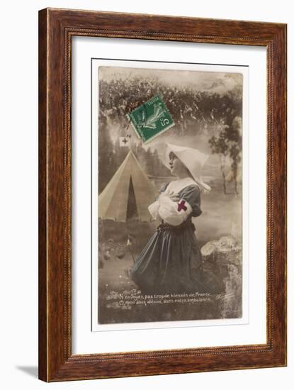 French Red Cross Nurse Prays for the Safety of the French Soldiers-null-Framed Art Print