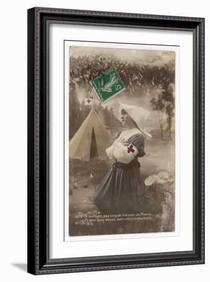 French Red Cross Nurse Prays for the Safety of the French Soldiers-null-Framed Art Print