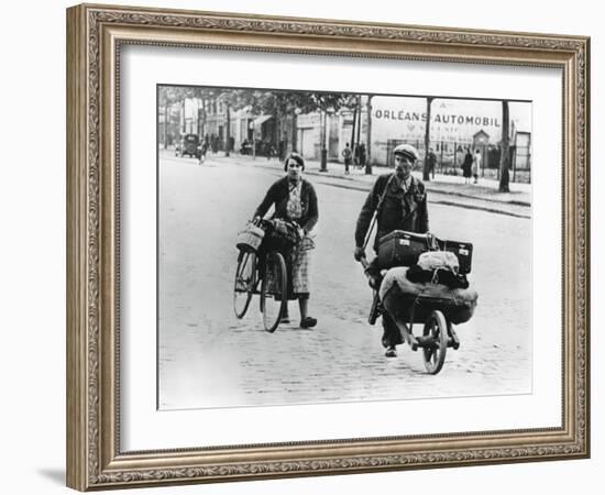 French Refugees Returning Home after the Fall of France to the Germans, Paris, July 1940-null-Framed Giclee Print