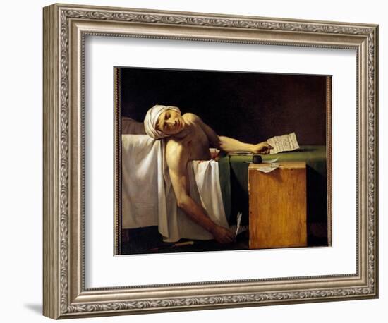 French Revolution: “” Jean Paul Marat (1743-1793) Murdered in His Bathtub on 13/07/1793” Painting B-Jacques Louis David-Framed Giclee Print