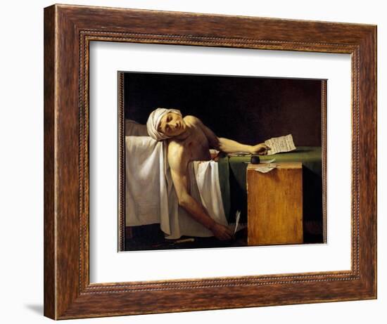 French Revolution: “” Jean Paul Marat (1743-1793) Murdered in His Bathtub on 13/07/1793” Painting B-Jacques Louis David-Framed Giclee Print