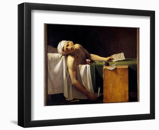 French Revolution: “” Jean Paul Marat (1743-1793) Murdered in His Bathtub on 13/07/1793” Painting B-Jacques Louis David-Framed Giclee Print