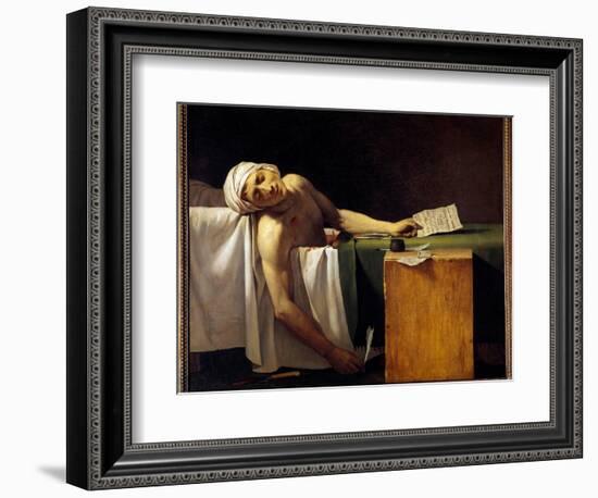 French Revolution: “” Jean Paul Marat (1743-1793) Murdered in His Bathtub on 13/07/1793” Painting B-Jacques Louis David-Framed Giclee Print