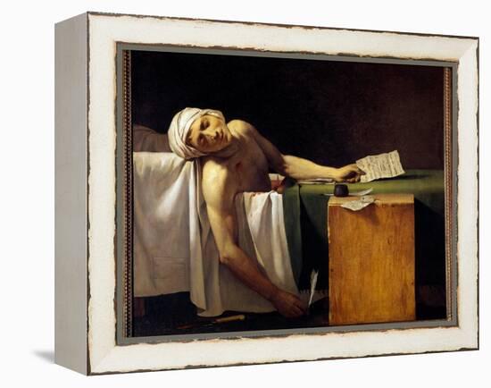 French Revolution: “” Jean Paul Marat (1743-1793) Murdered in His Bathtub on 13/07/1793” Painting B-Jacques Louis David-Framed Premier Image Canvas