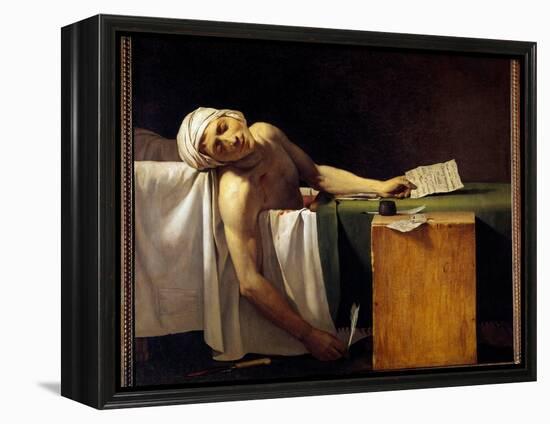 French Revolution: “” Jean Paul Marat (1743-1793) Murdered in His Bathtub on 13/07/1793” Painting B-Jacques Louis David-Framed Premier Image Canvas