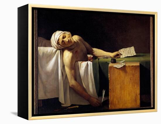 French Revolution: “” Jean Paul Marat (1743-1793) Murdered in His Bathtub on 13/07/1793” Painting B-Jacques Louis David-Framed Premier Image Canvas