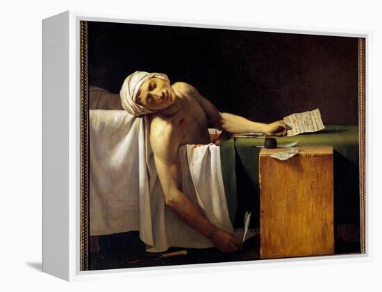 French Revolution: “” Jean Paul Marat (1743-1793) Murdered in His Bathtub on 13/07/1793” Painting B-Jacques Louis David-Framed Premier Image Canvas