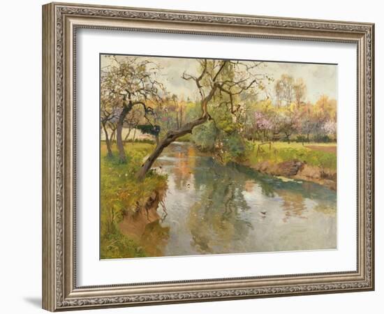 French River Landscape with a Flowering Tree-Fritz Thaulow-Framed Giclee Print