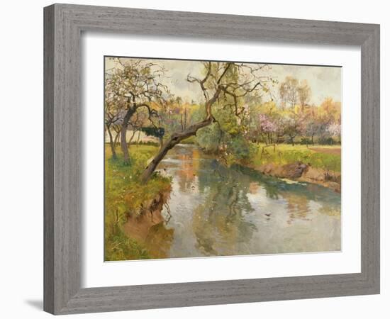 French River Landscape with a Flowering Tree-Fritz Thaulow-Framed Giclee Print