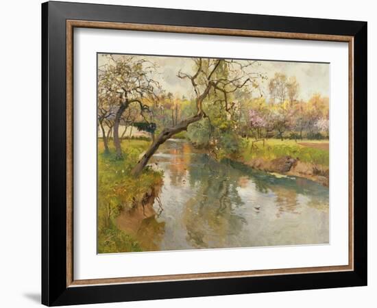 French River Landscape with a Flowering Tree-Fritz Thaulow-Framed Giclee Print