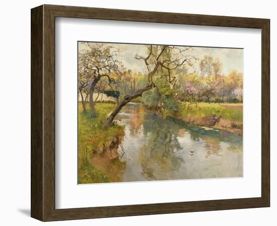 French River Landscape with a Flowering Tree-Fritz Thaulow-Framed Giclee Print