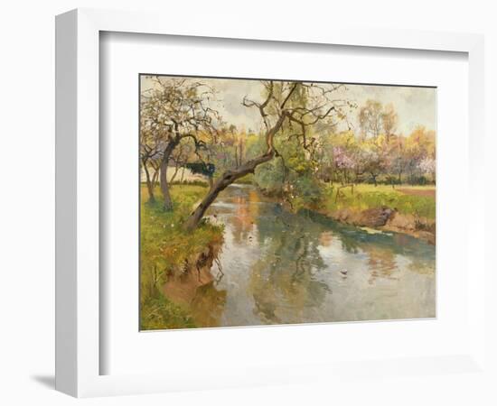 French River Landscape with a Flowering Tree-Fritz Thaulow-Framed Giclee Print