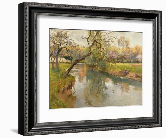 French River Landscape with a Flowering Tree-Fritz Thaulow-Framed Giclee Print