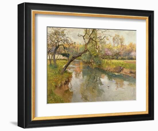 French River Landscape with a Flowering Tree-Fritz Thaulow-Framed Giclee Print