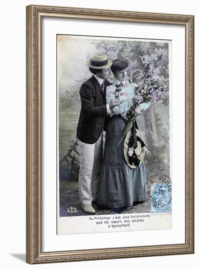 French Romantic Postcard, C1900-null-Framed Giclee Print