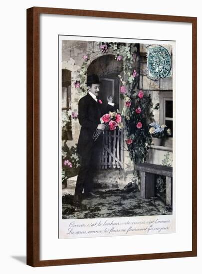 French Romantic Postcard, C1900-null-Framed Giclee Print