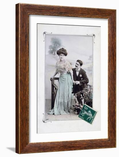 French Romantic Postcard, C1900-null-Framed Giclee Print