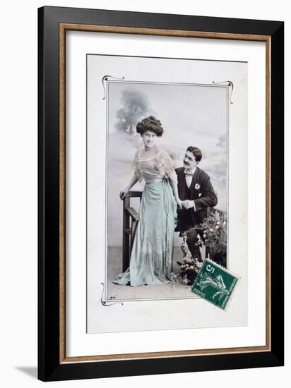 French Romantic Postcard, C1900-null-Framed Giclee Print