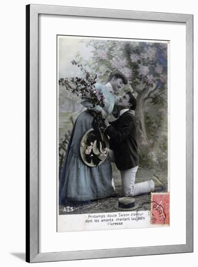 French Romantic Postcard, C1900-null-Framed Giclee Print