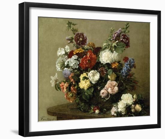 French Roses And Peonies-Henri Fantin-Latour-Framed Premium Giclee Print