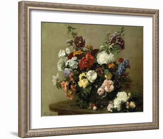 French Roses And Peonies-Henri Fantin-Latour-Framed Premium Giclee Print