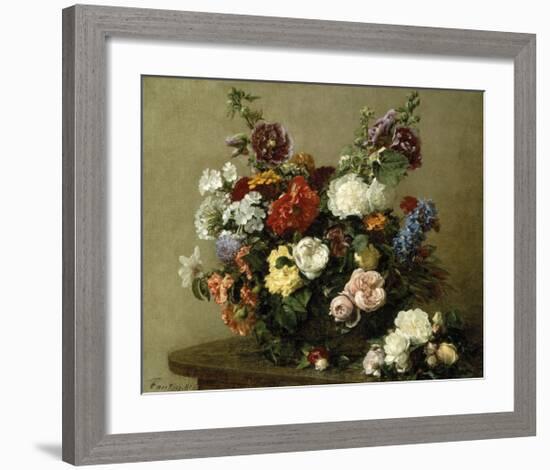 French Roses And Peonies-Henri Fantin-Latour-Framed Premium Giclee Print