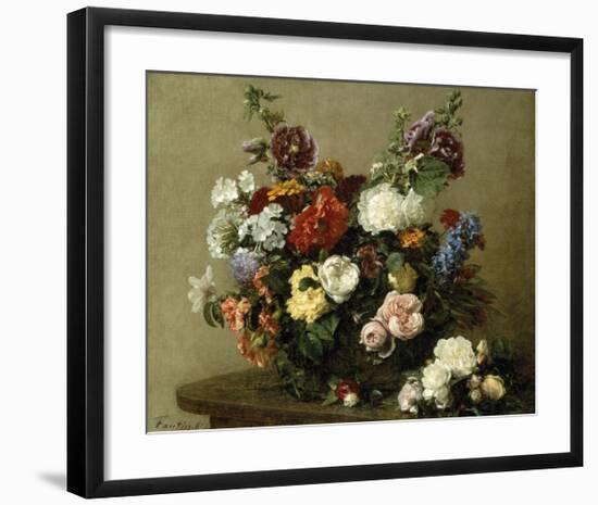 French Roses And Peonies-Henri Fantin-Latour-Framed Premium Giclee Print