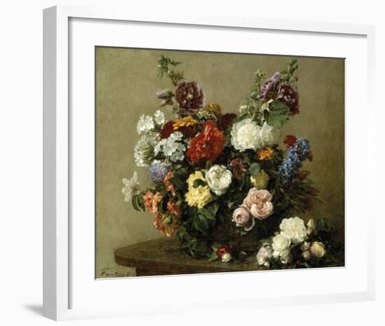 French Roses And Peonies-Henri Fantin-Latour-Framed Premium Giclee Print