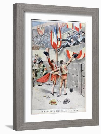 French Sailors Watching a Bull Fight, Xeres, Spain, 1899-Eugene Damblans-Framed Giclee Print