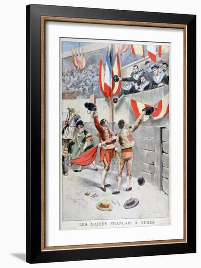 French Sailors Watching a Bull Fight, Xeres, Spain, 1899-Eugene Damblans-Framed Giclee Print
