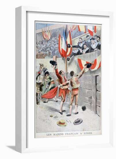 French Sailors Watching a Bull Fight, Xeres, Spain, 1899-Eugene Damblans-Framed Giclee Print