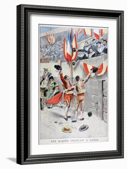 French Sailors Watching a Bull Fight, Xeres, Spain, 1899-Eugene Damblans-Framed Giclee Print