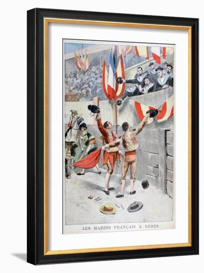 French Sailors Watching a Bull Fight, Xeres, Spain, 1899-Eugene Damblans-Framed Giclee Print