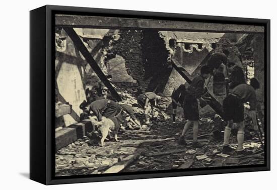 French Scouts Restoring an Old Ruined House-null-Framed Premier Image Canvas