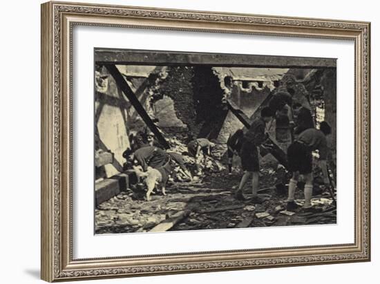 French Scouts Restoring an Old Ruined House-null-Framed Photographic Print