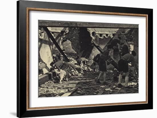 French Scouts Restoring an Old Ruined House-null-Framed Photographic Print