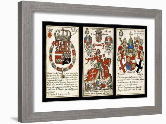 French Seventeenth-Century Heraldic Playing Cards, C.1658-Claude Orance Fine de Brianville-Framed Giclee Print