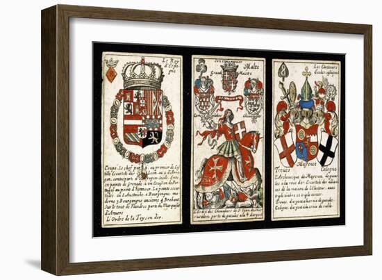 French Seventeenth-Century Heraldic Playing Cards, C.1658-Claude Orance Fine de Brianville-Framed Giclee Print