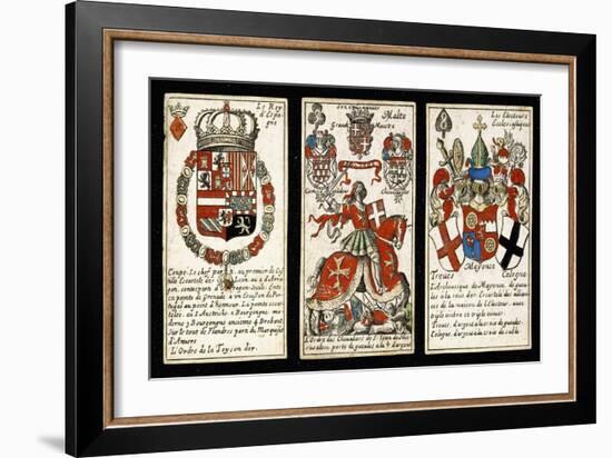 French Seventeenth-Century Heraldic Playing Cards, C.1658-Claude Orance Fine de Brianville-Framed Giclee Print