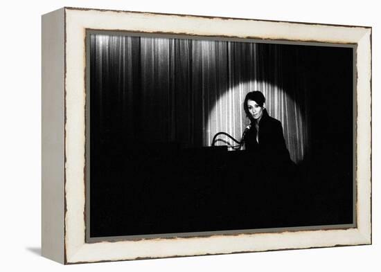 French Singer Barbara Onstage in a Cabaret, Paris 1971-null-Framed Stretched Canvas