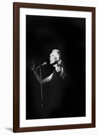 French Singer Betty Mars on Stage in Bobino, Paris, February 1972-null-Framed Photo