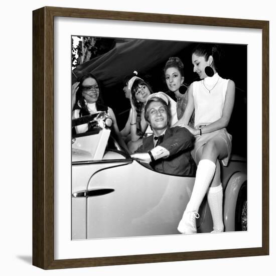 French Singer Jacques Dutronc for Launching of "Siata Spring" Car, 25 May 1967-null-Framed Photo